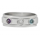 "Three Bezel" Ring Design shown with February & December Birthstones
