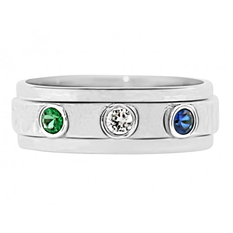 "Three Bezel" Ring Design shown with May & September Birthstones