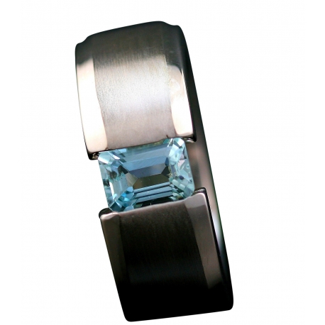 Aqua Marine Classic Tension Set Ring