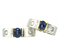 Sapphire and Diamonds Fluted Rings