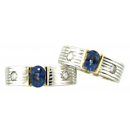 Sapphire and Diamonds Fluted Rings