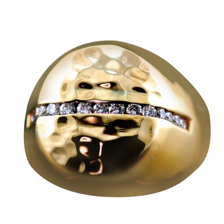 Contemporary Diamond Round Signet Ring