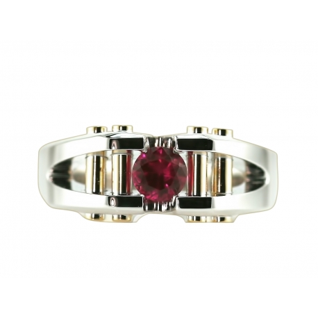 Geometric Column Ruby Gold Ring