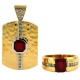 Diamond and Ruby Ring and Necklace Set 