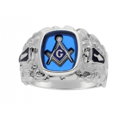 Masonic Cerulean Blue Ring