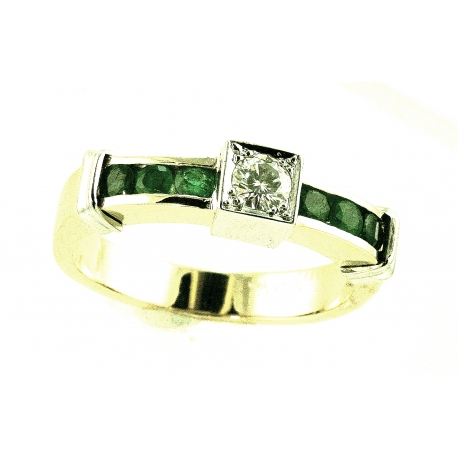 Emerald and Diamond Band Ring